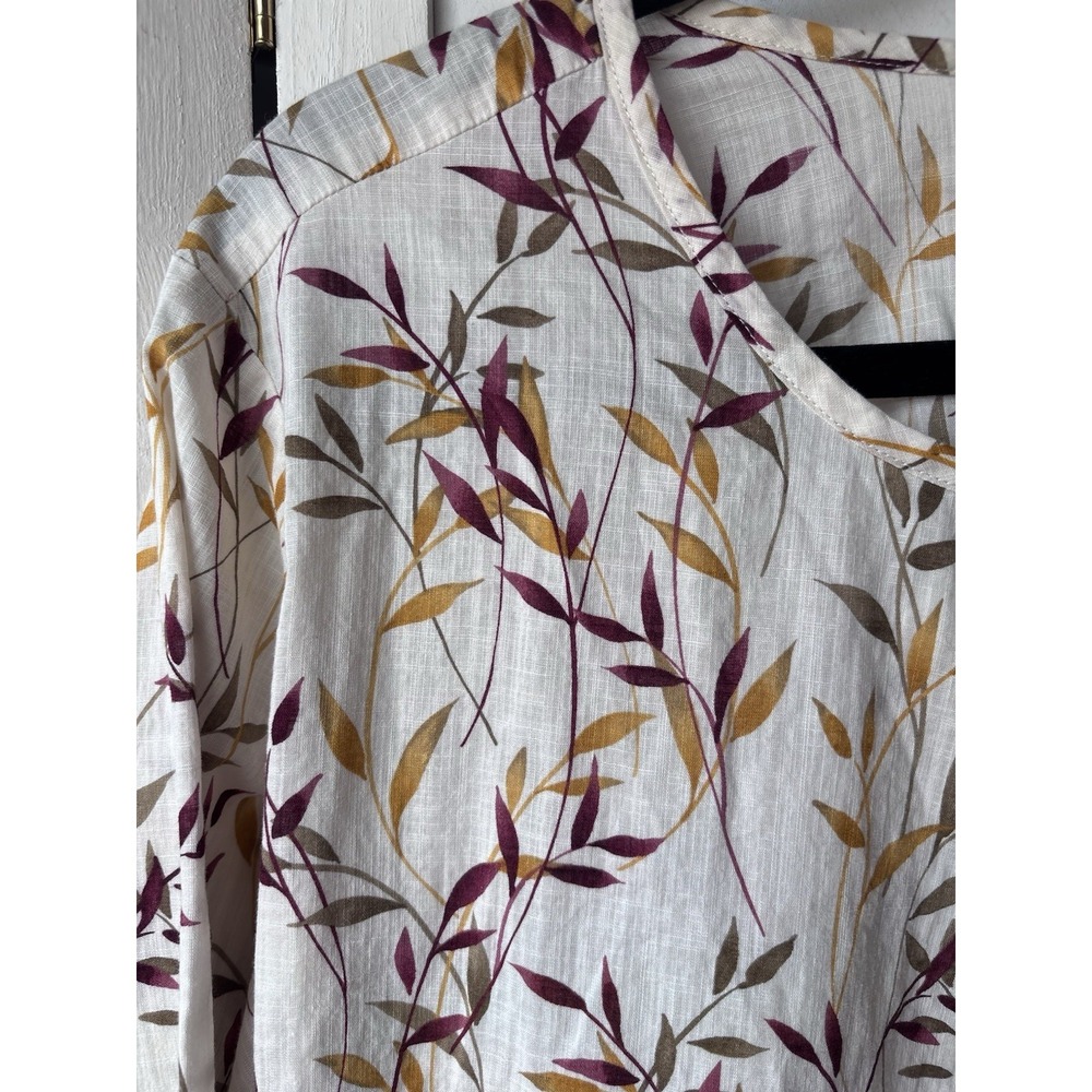Eddie Bauer Women's XL Cotton Tassel Tunic Popover Peasant Cottagecore Leaves - Picture 3 of 5